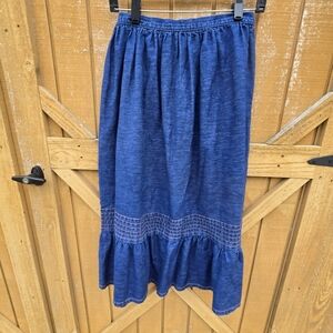 Chic Blue Midi Skirt with Ruffle Hem